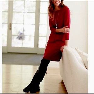 J. Jill Raspberry Red  Ponte 3/4 Sleeve Sheath Dress with Pockets